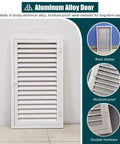 Solid Louvered Vent Access Panel Aluminum Recessed Magnetic Hatch For Drywall Attic Walls With Heavy Duty Inspection Door shown on a wall surface.