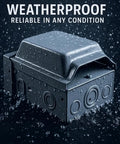 Heavy Duty NEMA L5 30R Power Outlet Box With 15 Amp Switch weatherproof electrical panel surrounded by water droplets