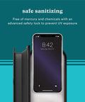 UVC Portable Sanitizer Box With Rechargeable Battery showing a phone inside for safe sanitizing on the go.