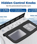 Compact Twin Tub Portable Washing Machine Featuring High Speed Drain Pump Quick Spin Dryer Combo controls and timers for personalized laundry cycles.