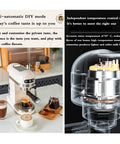 Rock Your Morning With Killer Espresso Shots And Slick Milk Foam For Zero Stress Brewing On A Compact 15 Bar Semi Automatic Coffee Maker For Perfect Cappuccino Latte And Mocha, showing espresso machine with drinks.
