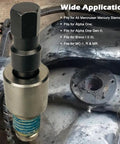 Close-up of Hinge Pin Tool For Alpha One Gen II Bravo I II III Outdrives Replaces 91-78310 18-9861 installed in sterndrive