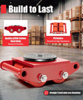 4 Piece Red Carbon Steel Machinery Mover Dolly Set 6 Ton 13200 Lb Capacity with quality carbon steel and PU rollers