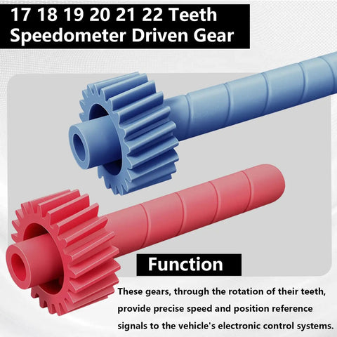 19 Tooth Speedometer Driven Gear And Seal Kit For TH350 Transmission Ready To Roll Fits Muncie T10 Saginaw 3 To 4 Speed T5 Powerglide 200 To 350 Trans Includes 18 To 22 Teeth Options For Accurate Readings And Easy Install, blue and red gear options