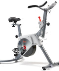 Prime Magnetic Belt Drive Indoor Stationary Cycling Bike With Bluetooth App Connectivity And Two Stage Transmission System, side view.