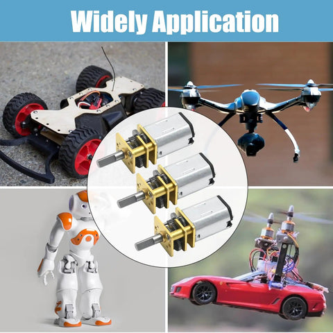 Three Pack DC 6V 100 RPM N20 Micro Gear Motor With 6mm Shafts And Metal Gearbox for robotics and RC toys applications