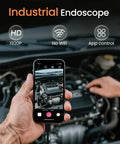 HD Endoscope Camera With Light 1920P Borescope in use with smartphone for car engine inspection