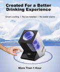 Single Bottle Wine Chiller For 750ml Bottles Iceless Stainless Steel Cooler with digital display in icy backdrop