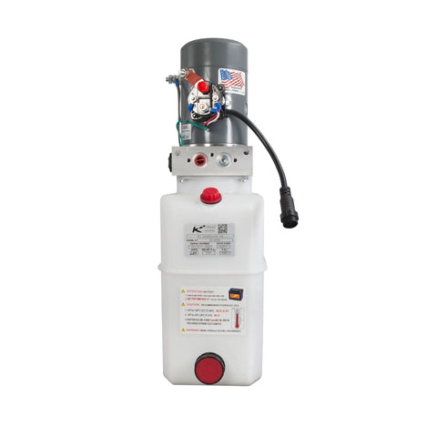 Single Acting 12V Hydraulic Pump With Remote Pendant, 15 Foot Cord, 6 Quart Reservoir, 3200 PSI A Port Relief and 1500 PSI B Port Relief