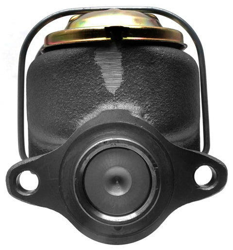 Front view of Gold Brake Master Cylinder Assembly With Pressure Tested SAE J1153 J1154 Performance Cast Iron And Aluminum Construction.