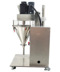 No Sweat Plug And Play Semi Automatic 10 To 200 Gram Powder Filler Machine with stainless steel construction and clear viewport.
