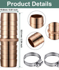 Six Piece 5/8 Inch Garden Hose Repair Kit Aluminum Water Hose Mender Connectors With 12 Stainless Steel Clamps Brass Color