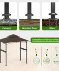 Diagram showing Patio Grill Gazebo Canopy With Double Tier Roof For Outdoor BBQ And Backyard Use Sturdy Powder Coated Steel