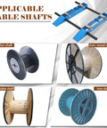 Heavy Duty Cable Dispenser Drum Roller For Cord Management, Industrial Steel Wire Stand with assorted cable reels displayed