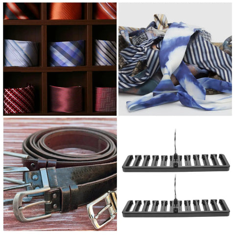 Set Of 2 Black Mens Belt And Tie Hangers To Keep Your Closet Swag On Point Multi Slot Hook Rack for organizing ties and belts