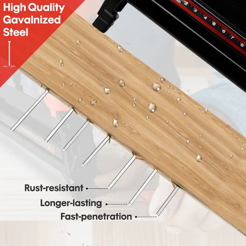 Galvanized 16 Gauge Finish Nails Assorted 2000 Count For Nail Guns One And A Quarter Inch To Two And A Half Inch shown in wood