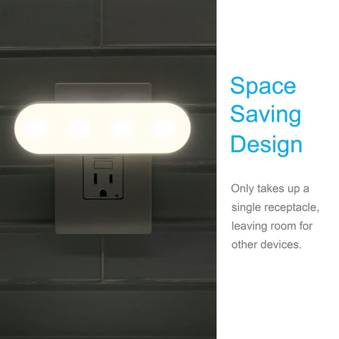 Ultrabrite Plug In LED Night Light Bar With On Off Auto Switch 100 Lumen Soft White Lighting shown in wall outlet