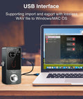 Guitar Looper Pedal For Electric Guitar And Bass With Sync Tuner LED Screen and laptop showing USB interface.