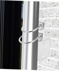 Beefy Iron Antenna Pole Mount Clamp With U Bolts For Wall Or Roof Mounting attached to brick wall