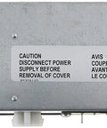 Heavy Duty Electrical Junction Box For Superior Wire Management And Safe Connections Ideal For Home Business Or Commercial Sites - gray metal enclosure with warning label.