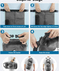 Steps to use Waterproof Dry Bag 10L Roll Top Unisex Grab and Go Outdoor Gear for Travel Beach Boating Kayaking Bag with Phone Case.