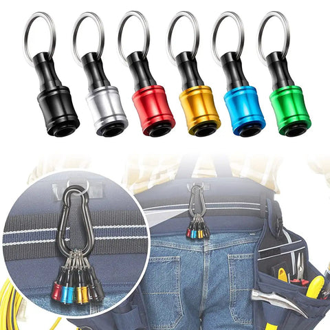 Six Piece Keychain Extension Bar Aluminum Alloy Heavy Duty Screwdriver Bits Holder Set Portable Drill Screw Adapter Quick Release Extension Bar For One Quarter Inch Hex Shank Compatible