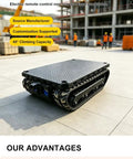 Ultra Heavy Duty Electric Transport Dolly With Remote Control For Moving Machinery Safely And Smoothly On Any Job Site Without Breaking A Sweat Today, multifunctional track chassis on job site.