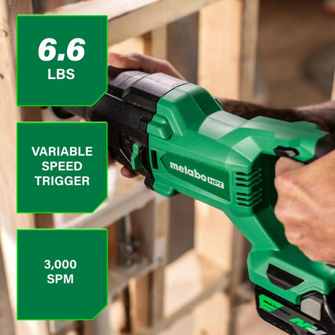 Using 18V Cordless Reciprocating Saw With Orbital Cut Mode, lightweight at 6.6 lbs, variable speed, 3000 SPM, in action