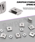 Assorted nickel-plated carbon steel T sliding nuts in various sizes for 2020 aluminum profiles DIY makers CNC router build rails and 3D printer.