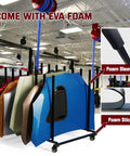 Heavy Duty Vehicle Hood Storage Cart With Six Hood Slots That Maximizes Space For Auto Shops, Space Saving Hood Rack On Wheels