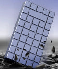 No Sweat M2 NVMe SSD Enclosure Rugged Aluminum USB4 External Drive Case displayed on a rocky surface.