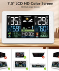 All In One Home Weather Station With Wireless Indoor Outdoor Thermometer And Remote Sensor 7.5 Inch HD Color Display