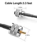 RG58 Coax Cable 3Foot PL259 Male To Male UHF Antenna Wire For CB Radio Rig Setup close-up, brass connectors visible