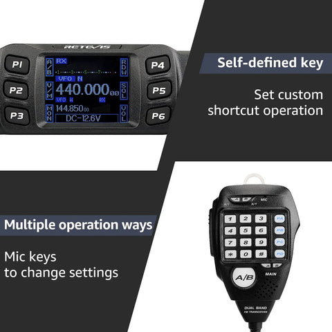 Dual Band Ham Radio for Mobile Base Station With Rotatable LCD Display Chirp Compatible showing keypad and display details