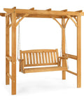 4 Ft Heavy Duty Wooden Porch Swing With Stand For Outdoor Patio And Garden Waterproof Archway Swing Set Weatherproof Outdoor Swing Chair With Frame For Yard And Backyard Relaxation