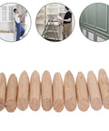Close-up of 50 Piece Pocket Hole Plugs Woodworking Dowel Kit built different softwood filler inserts on a white background.
