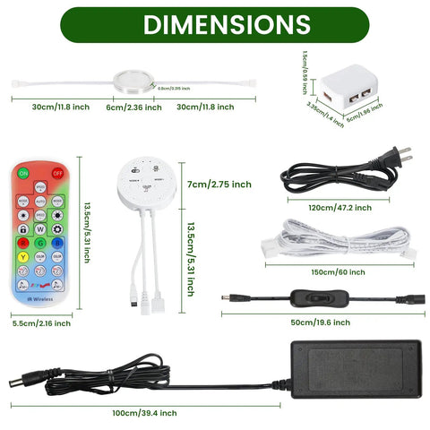 Dimensions of Lit Color Changing Under Cabinet Lights Kit With Remote And App Control Dimmable Puck Lights components