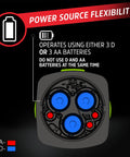 Diagram of battery compartment for WeatherReady 360 Degree LED Camping Lantern Pro showing AA and D battery compatibility.