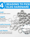 Lock Nuts And Truck Washers Kit For Skateboards 30 Piece Set shown with rust resistant nickel-coated parts.