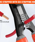 Valuemax 4-in-1 wire stripper tool with six stripping holes and orange handles for 10–20 AWG wires