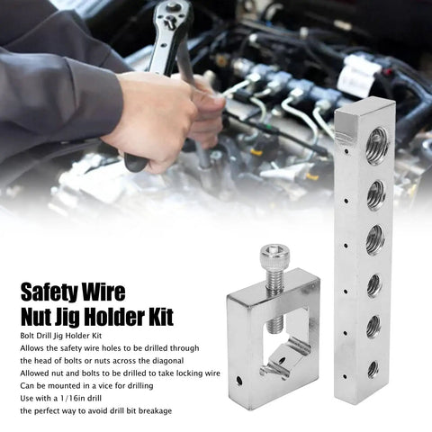 Pro Grade Safety Wire Drill Set With Carbon Steel Jig And Fixture For Diagonal Hole Drilling Through Bolt And Nut Heads