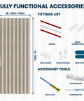 100 Percent Blackout Accordion Door Curtain For Sliding Glass Doors, cream white, with tracks, accessories, and tools, dimensions 38in x 79in