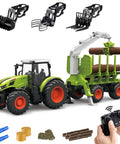 Awesome Remote Control Tractor Farm Playset with Trailer and Timber Truck, 2.4Ghz RC Tractor Kit with accessories shown