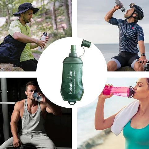Foldable TPU Water Pouch Bottle For Outdoor Hydration Leakproof And Refillable Soft Flask Lightweight And Compact Hydration Bag