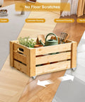 Wooden box on 1 Inch Small Rigid Caster Wheels Low Profile Plate Non Swivel Rollers With Rubber Tread For Furniture Replacement, no floor marks