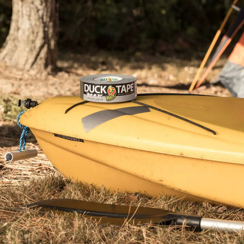 Max Strength Duct Tape For Heavy Duty Fixes Workhorse 1.88 Inch By 45 Yards Weatherproof Silver Tape on yellow kayak
