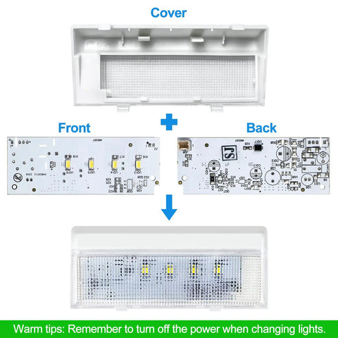 Upgraded W10515057 Refrigerator LED Light With Cover Replacement Easy Install For Kenmore Whirlpool Maytag WRS325FDAM04