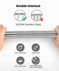 Hands holding All Metal Shower Hose 119 Inch Stainless Steel Extra Long Replacement With Brass Insert And Nut Anti Twist Flexible
