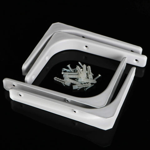 Rock Solid White Heavy Duty L Brackets For Wall Shelves 8 By 6 Inch, set of four with screws for easy installation.