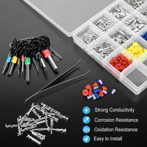 Pro Grade Automotive Terminal Pin Kit With 567 Pieces Across 26 Pin Types Including 1Mm To 3.5Mm Pins, 22 To 12 Gauge Wire Seals